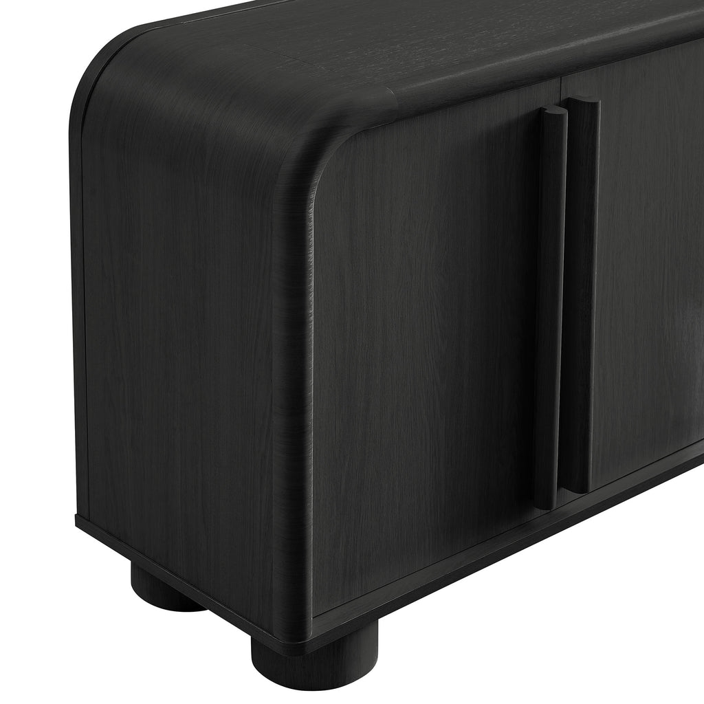 Bellamy Curved 4-Door Sideboard Cabinet - Black Oak