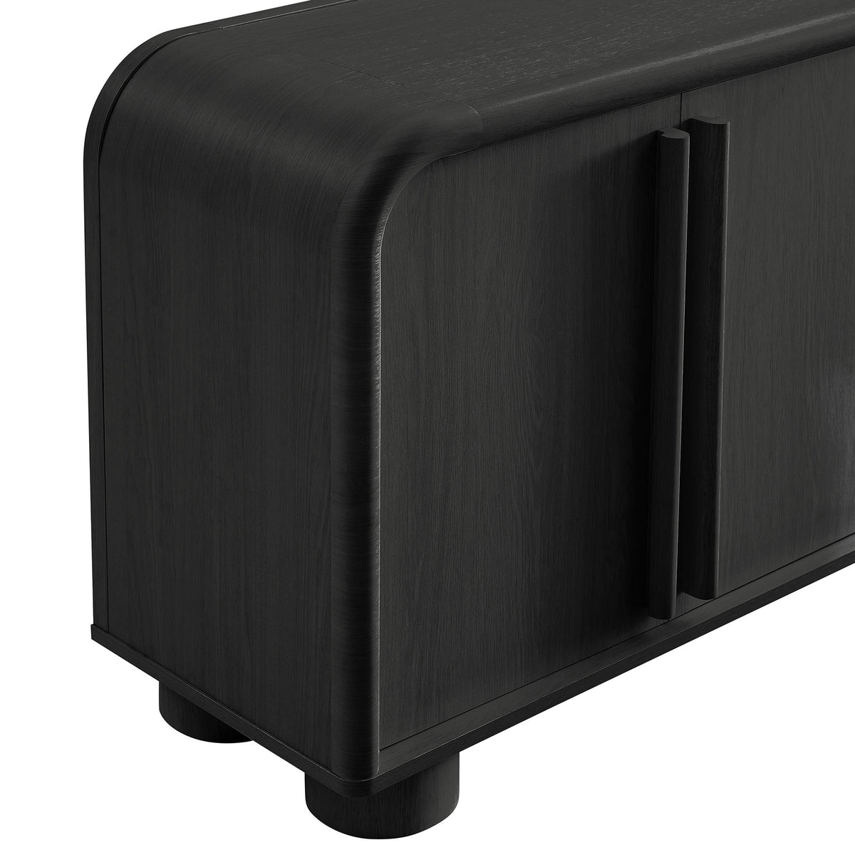 Bellamy Curved 4-Door Sideboard Cabinet - Black Oak