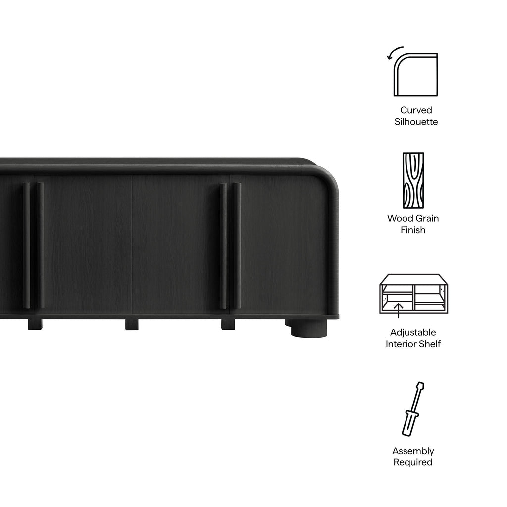 Bellamy Curved 4-Door Sideboard Cabinet - Black Oak