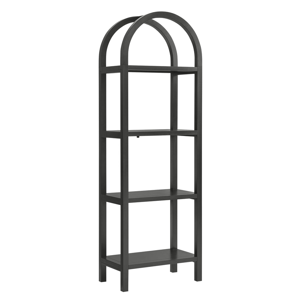 Vexley 72 Inch Tall Narrow Arched Bookshelf - Black
