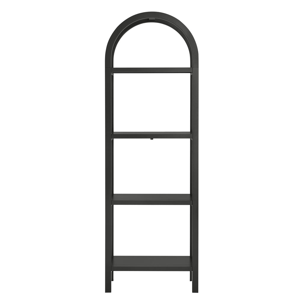 Vexley 72 Inch Tall Narrow Arched Bookshelf - Black