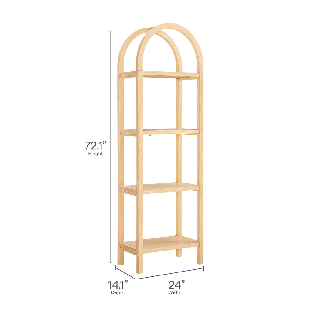Vexley 72 Inch Tall Narrow Arched Bookshelf - Natural