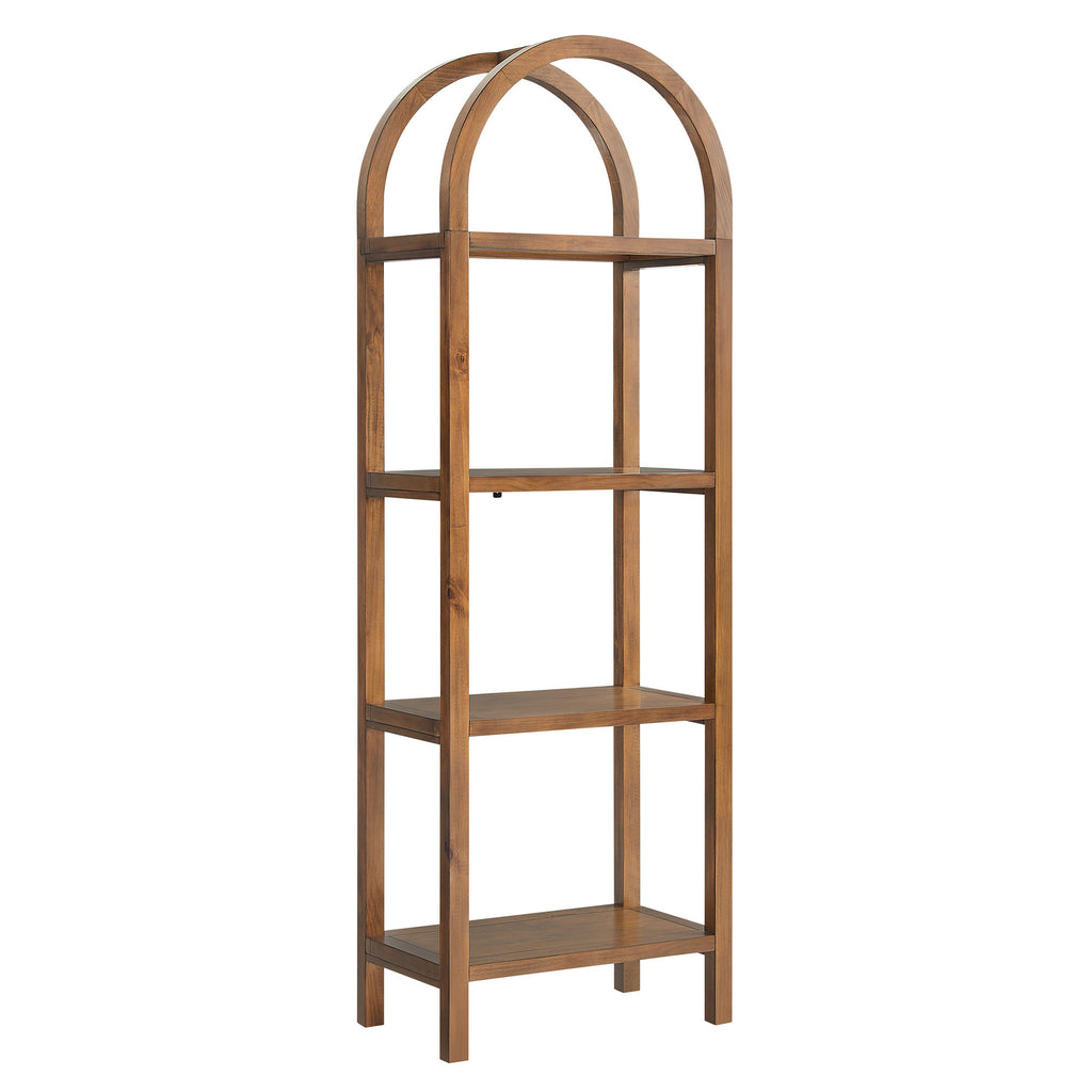 Vexley 72 Inch Tall Narrow Arched Bookshelf - Walnut
