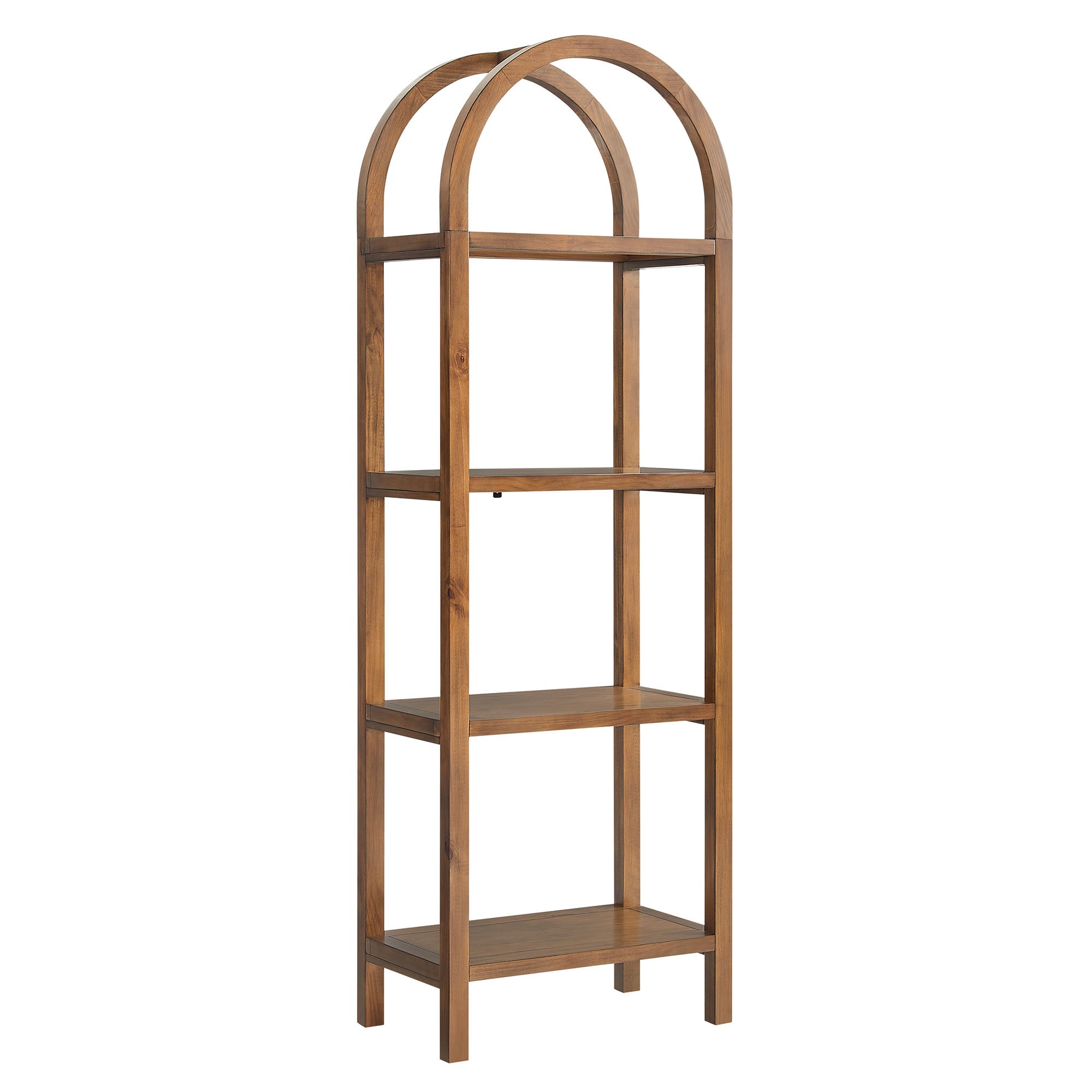 Vexley 72 Inch Tall Narrow Arched Bookshelf - Walnut