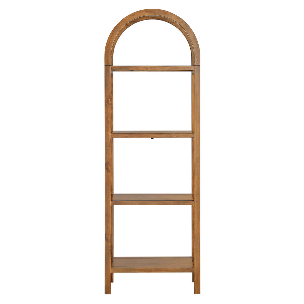 Vexley 72 Inch Tall Narrow Arched Bookshelf - Walnut