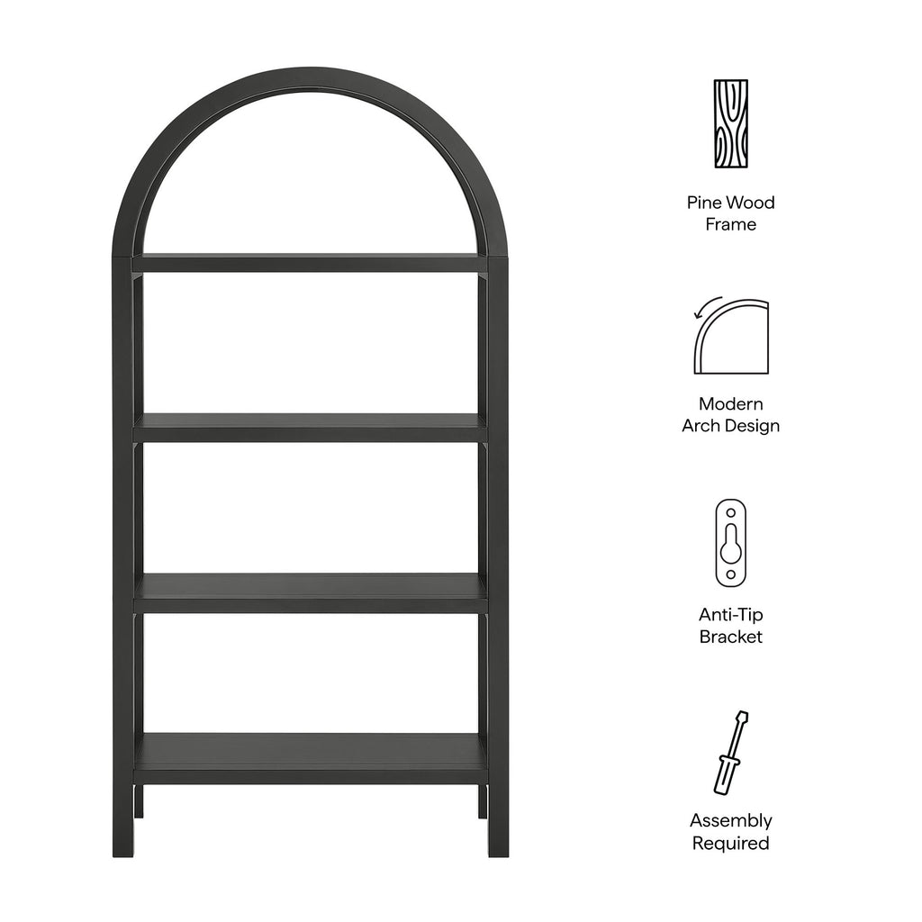 Vexley 60 Inch Arched Bookshelf - Black