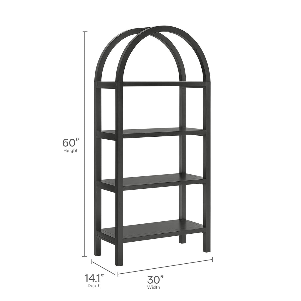 Vexley 60 Inch Arched Bookshelf - Black