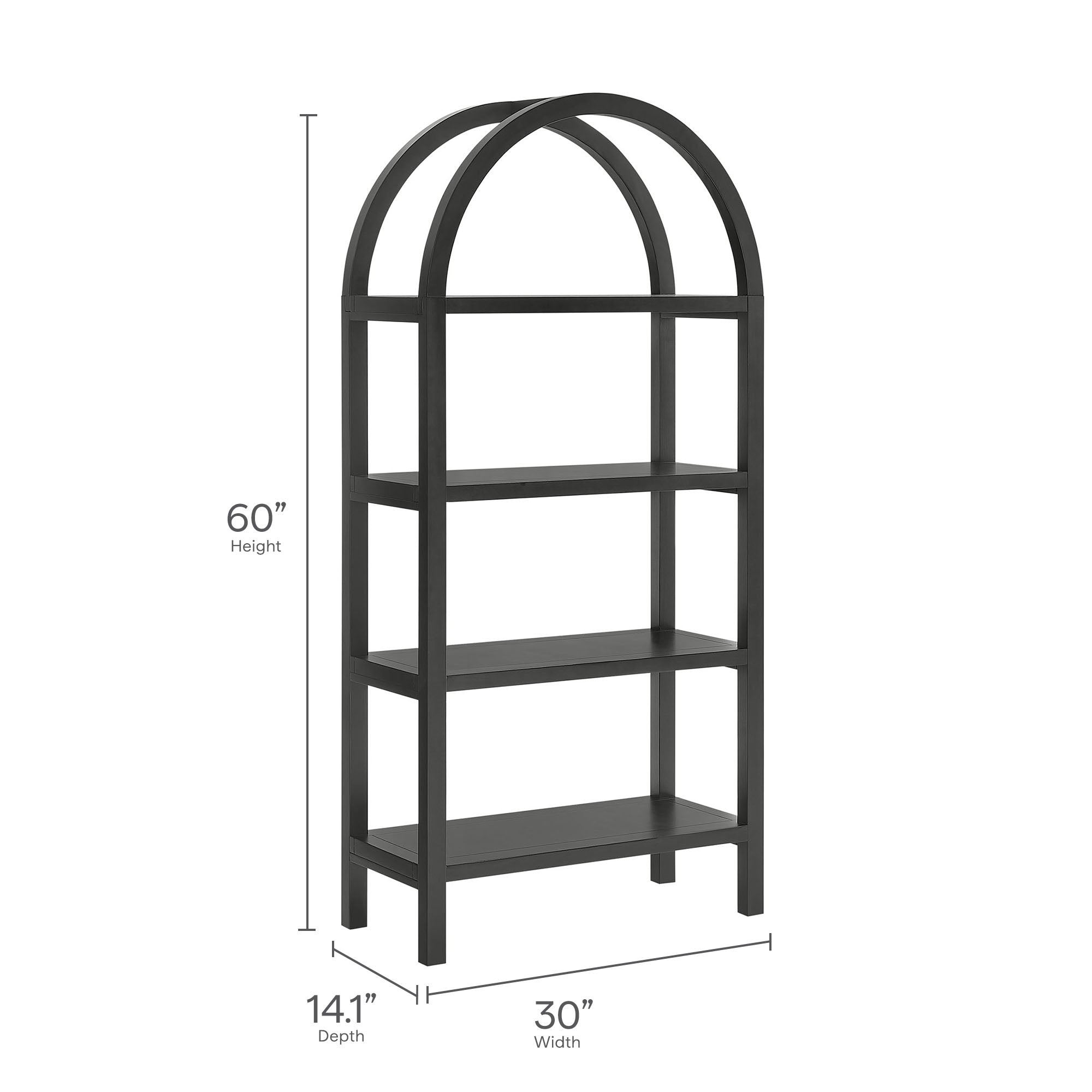 Vexley 60 Inch Arched Bookshelf - Black
