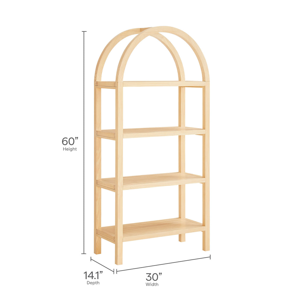 Vexley 60 Inch Arched Bookshelf - Natural