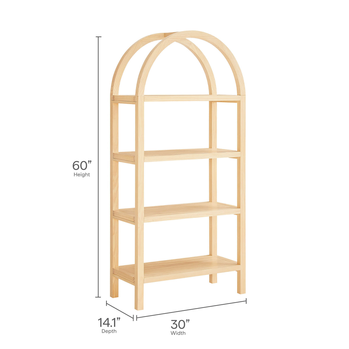 Vexley 60 Inch Arched Bookshelf - Natural