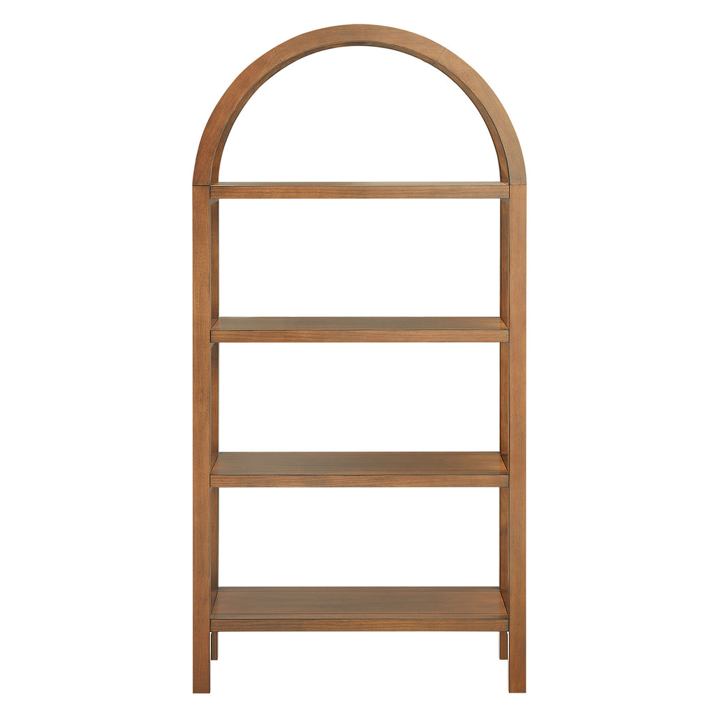 Vexley 60 Inch Arched Bookshelf - Walnut