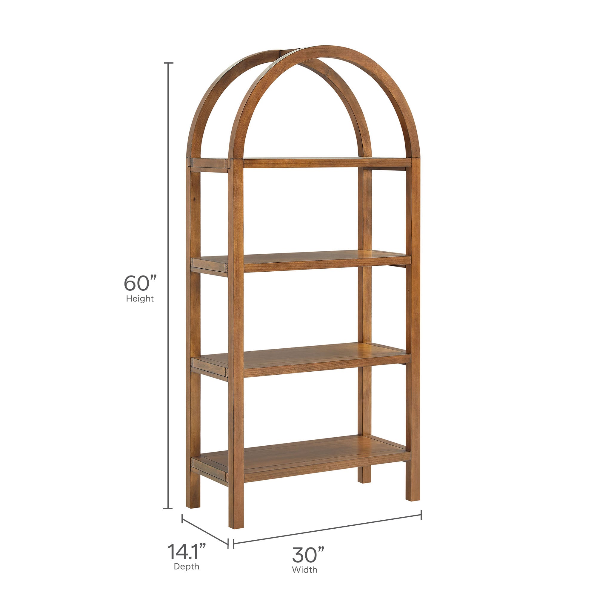 Vexley 60 Inch Arched Bookshelf - Walnut
