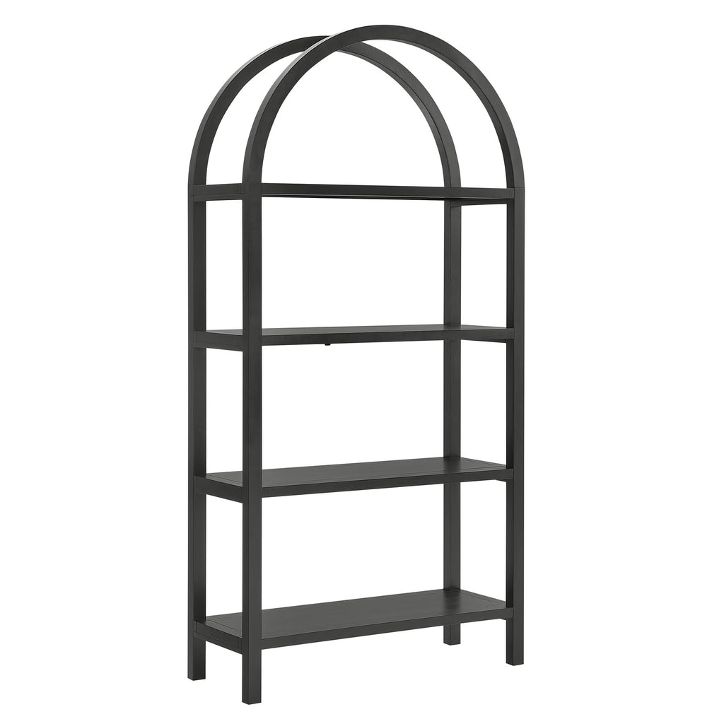 Vexley 72 Inch Large Arched Bookshelf - Black