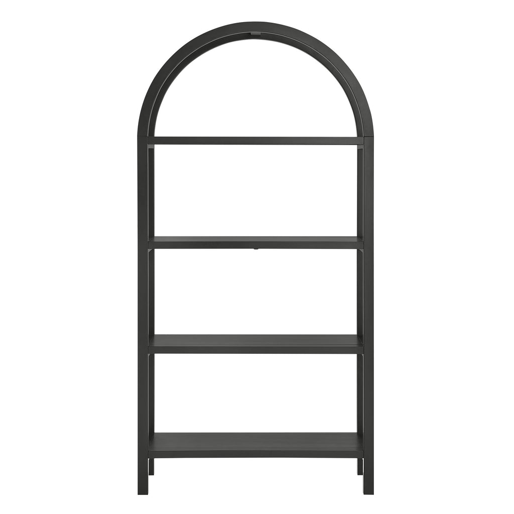 Vexley 72 Inch Large Arched Bookshelf - Black