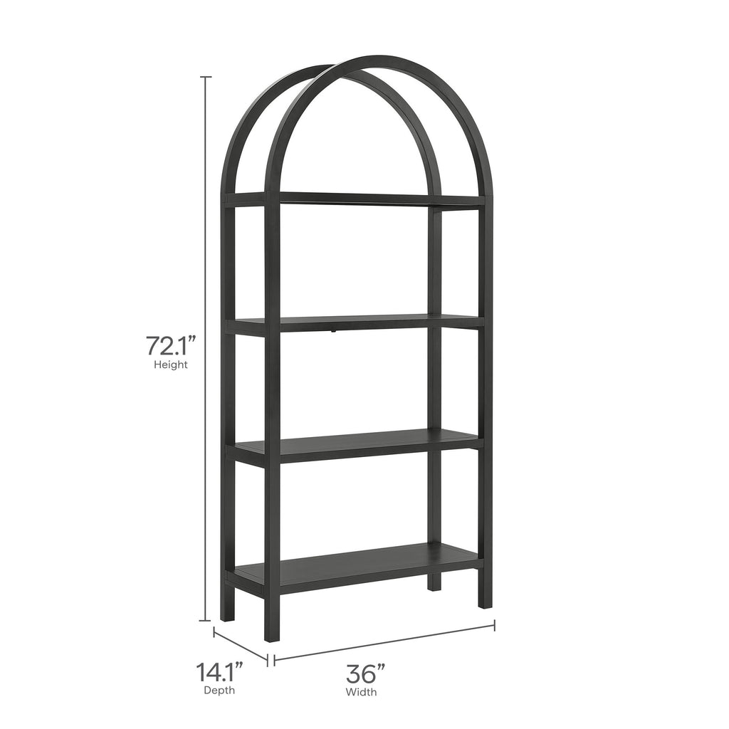 Vexley 72 Inch Large Arched Bookshelf - Black