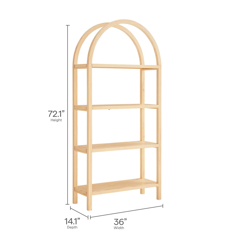 Vexley 72 Inch Large Arched Bookshelf - Natural