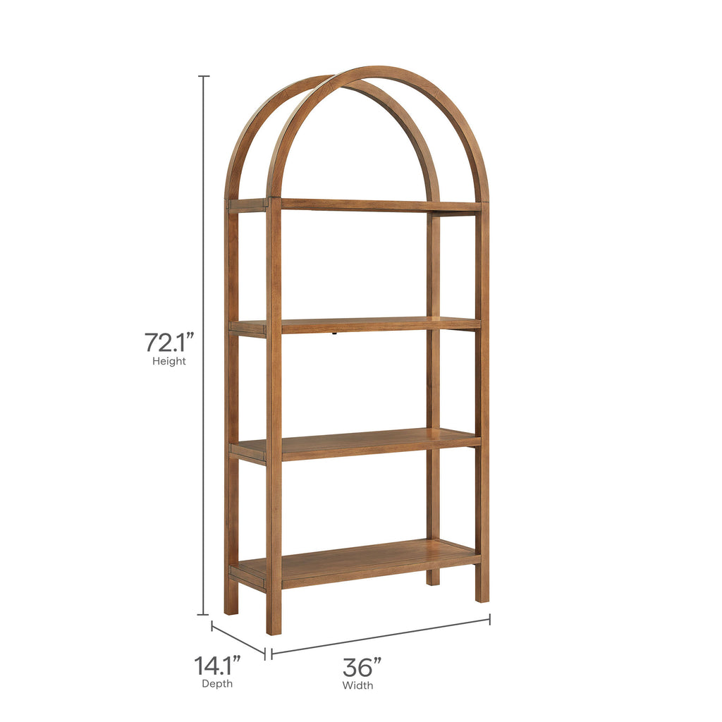 Vexley 72 Inch Large Arched Bookshelf - Walnut