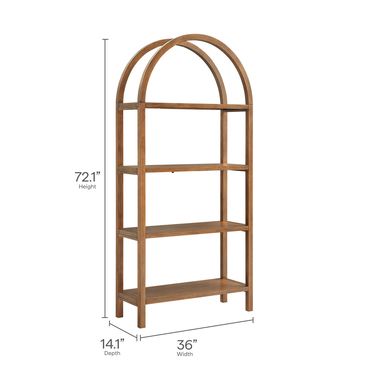 Vexley 72 Inch Large Arched Bookshelf - Walnut