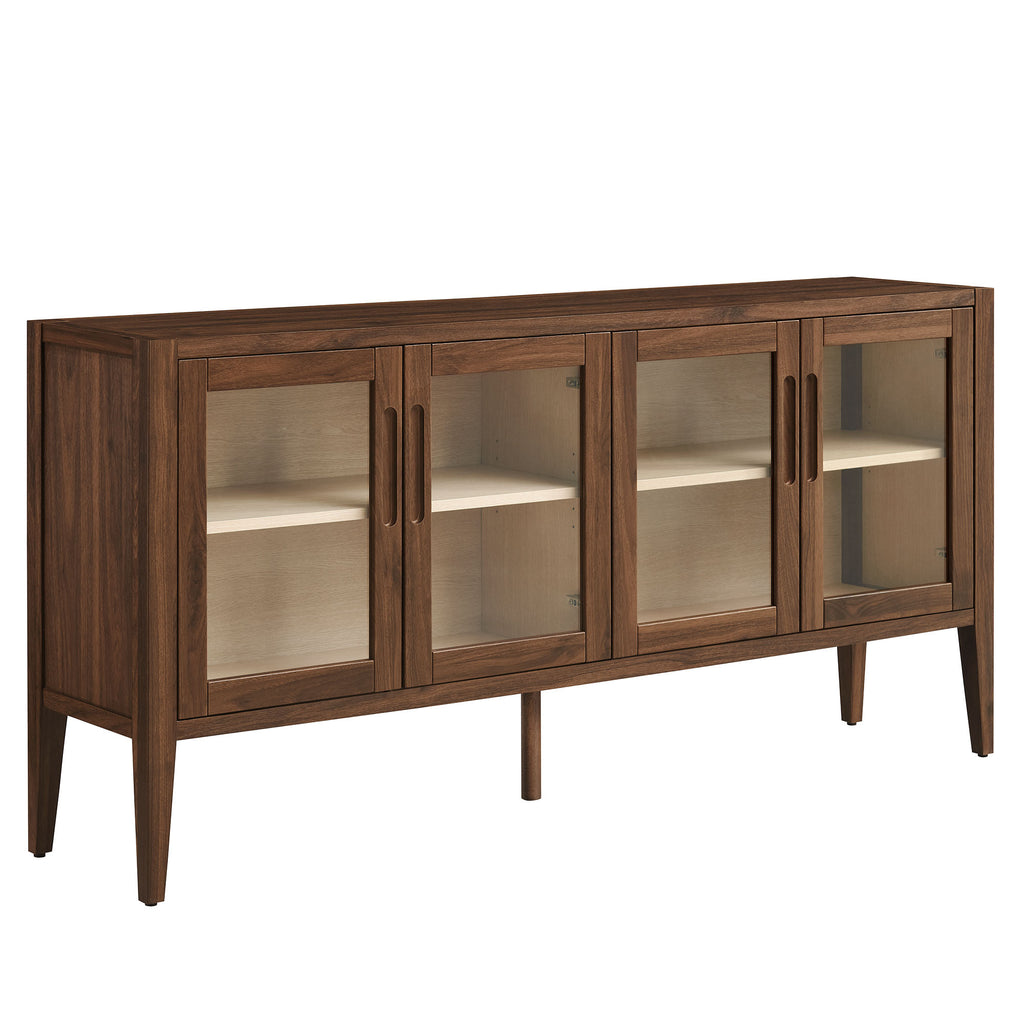 Nell 72" Glass Door Sideboard Storage Display Cabinet - Walnut
