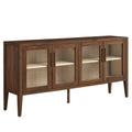 Nell 72" Glass Door Sideboard Storage Display Cabinet - Walnut