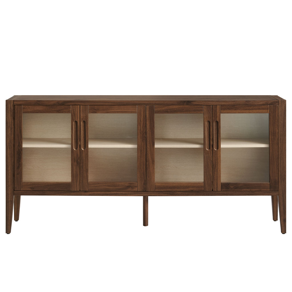 Nell 72" Glass Door Sideboard Storage Display Cabinet - Walnut
