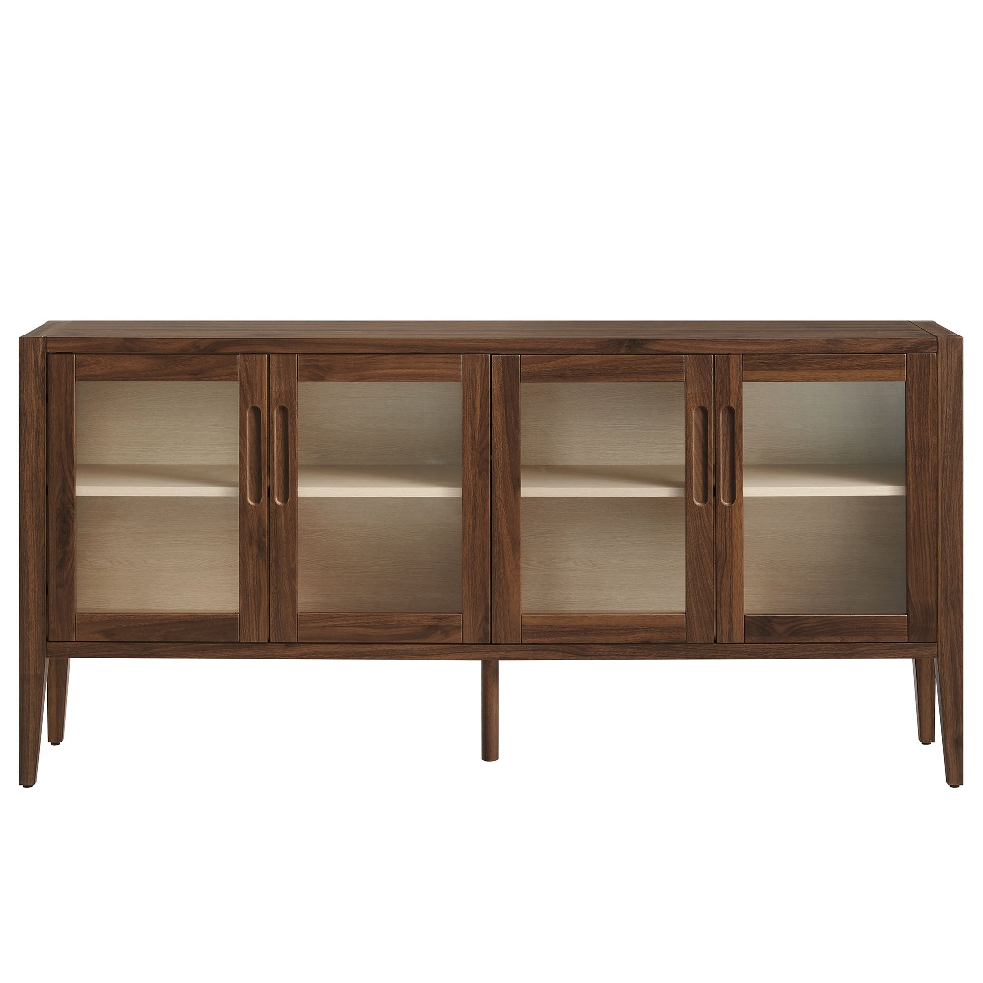 Nell 72" Glass Door Sideboard Storage Display Cabinet - Walnut