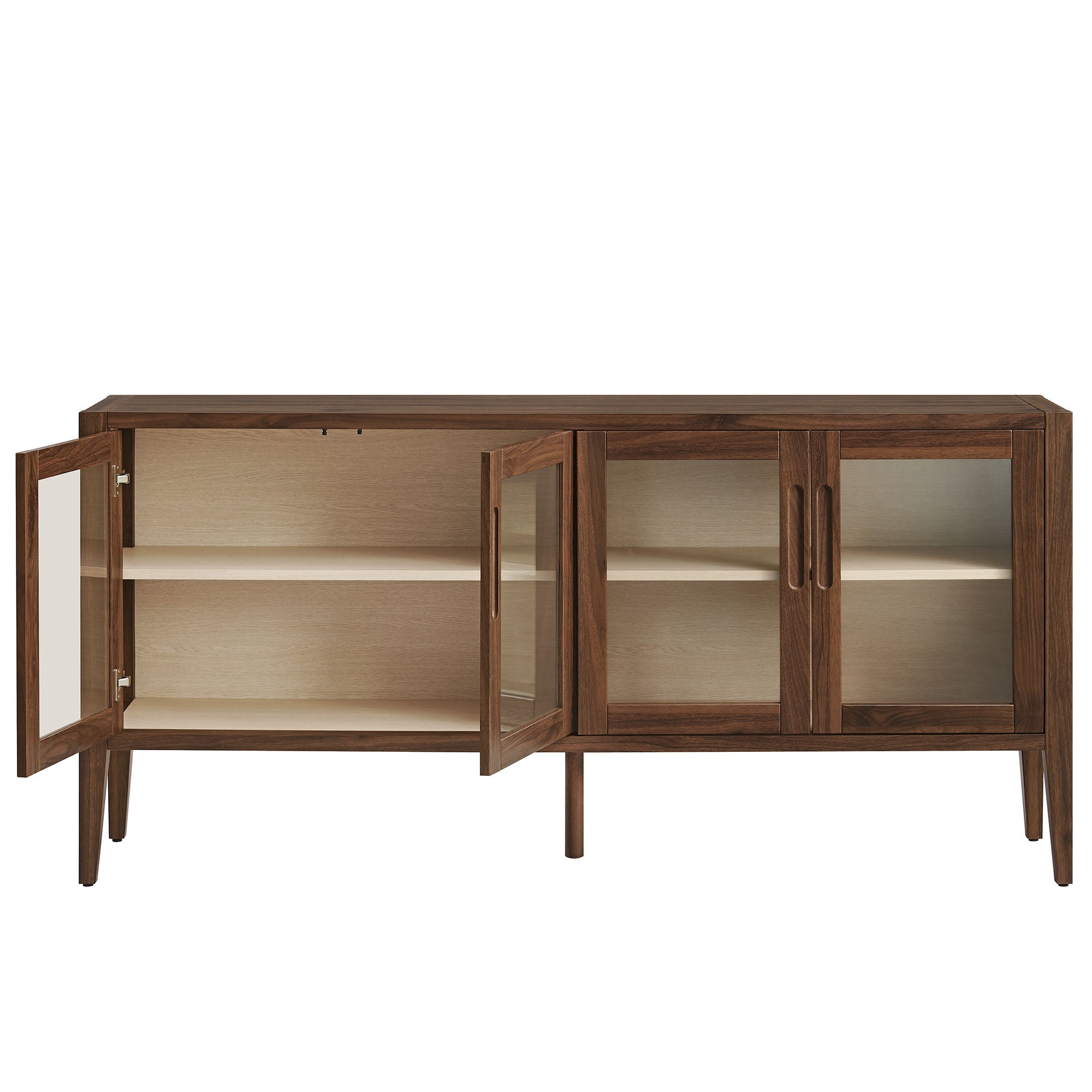 Nell 72" Glass Door Sideboard Storage Display Cabinet - Walnut