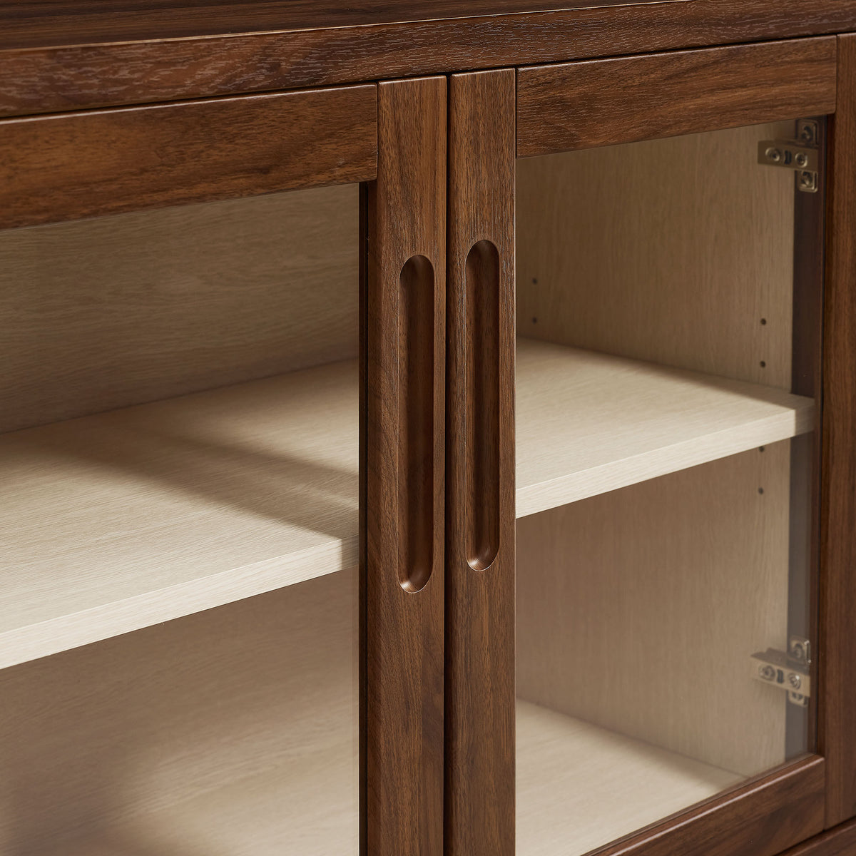 Nell 72" Glass Door Sideboard Storage Display Cabinet - Walnut