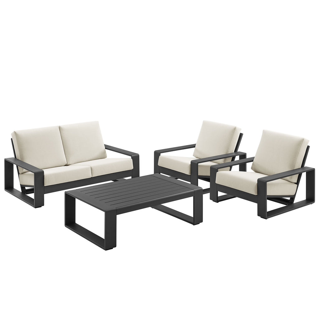 Lirienne 4-Piece Outdoor Patio Aluminum Furniture Set - Cream Gray