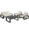 Lirienne 4-Piece Outdoor Patio Aluminum Furniture Set - Cream Gray
