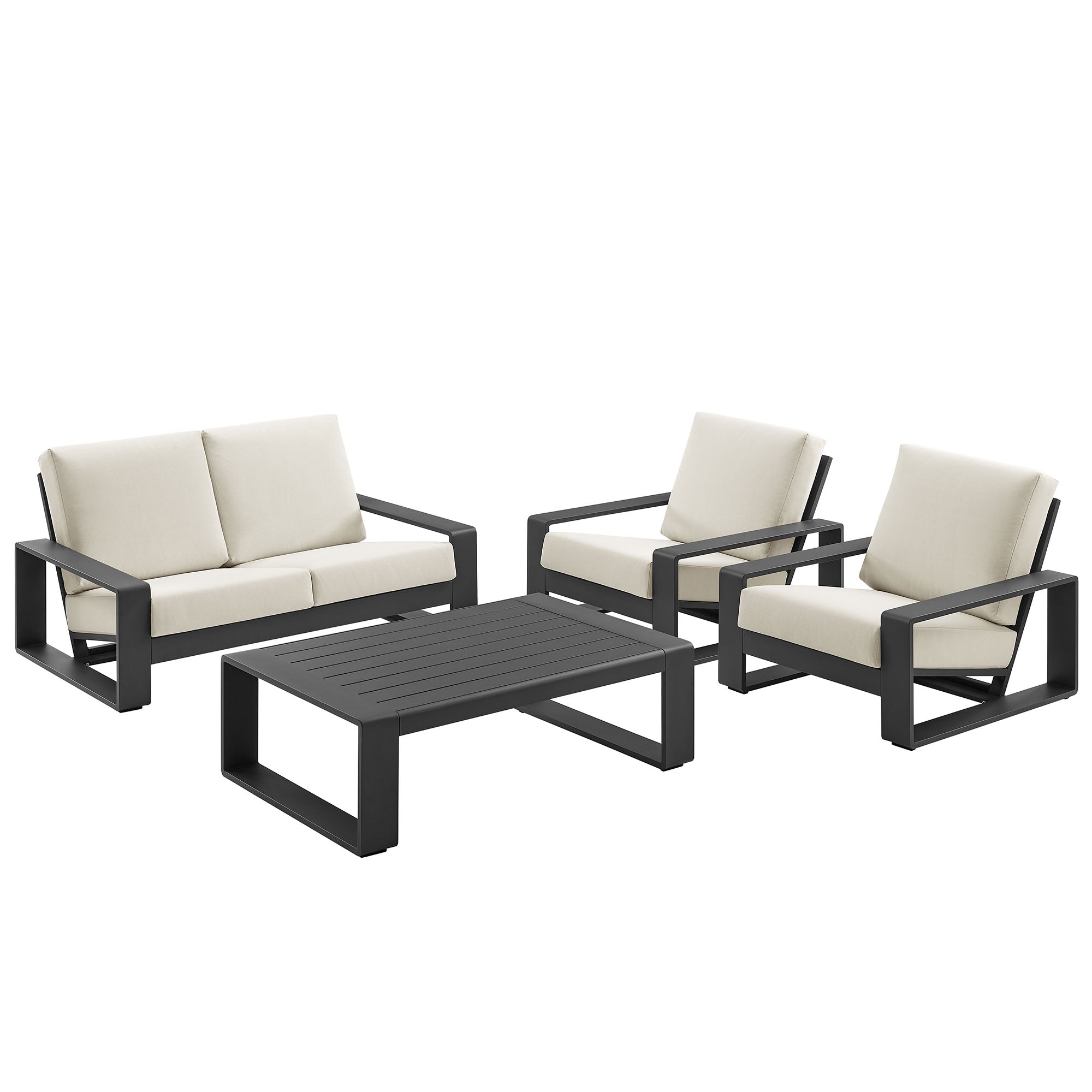 Lirienne 4-Piece Outdoor Patio Aluminum Furniture Set - Cream Gray