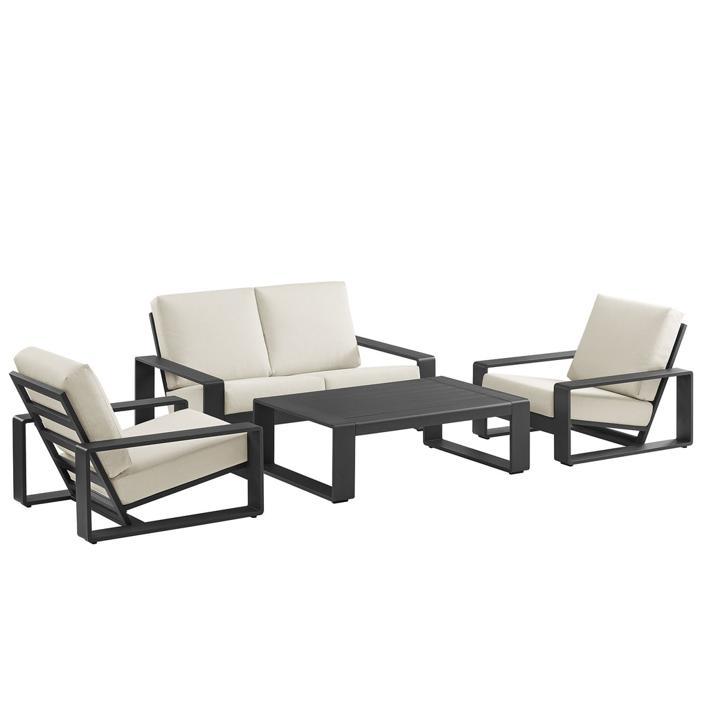 Lirienne 4-Piece Outdoor Patio Aluminum Furniture Set - Cream Gray