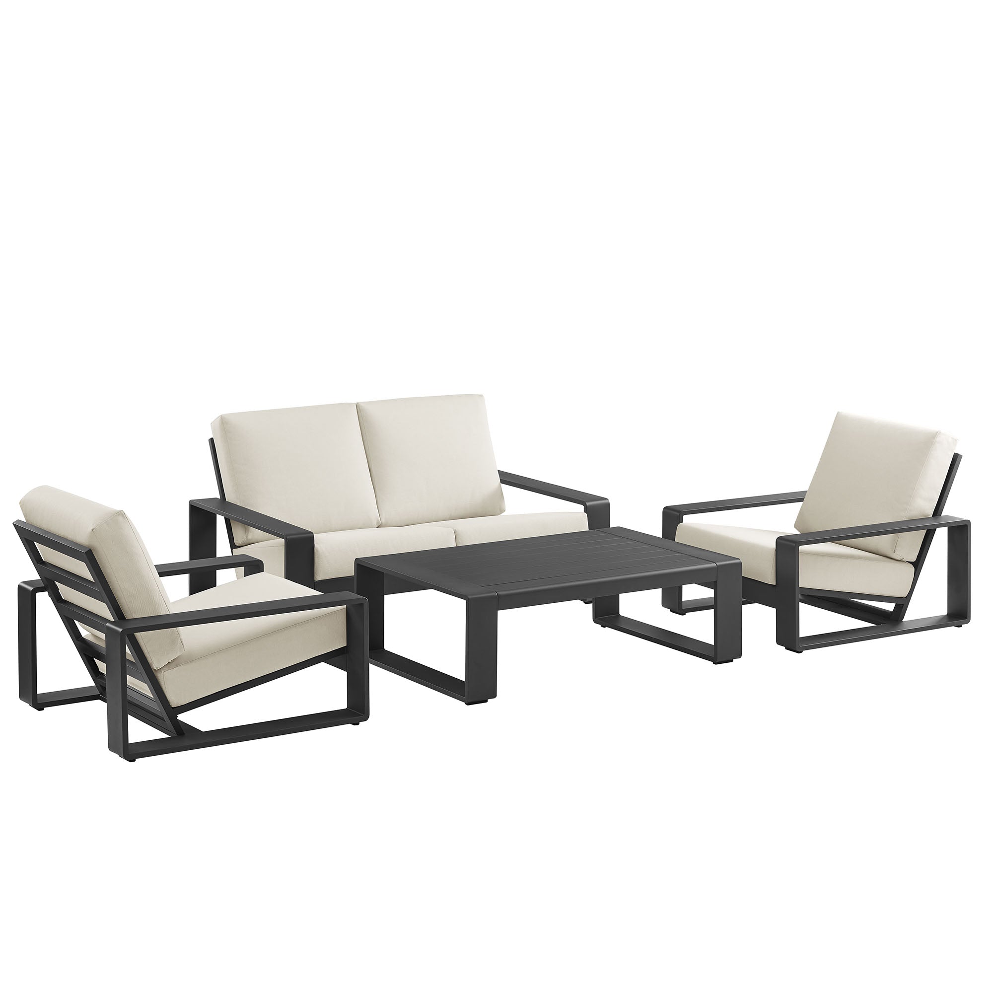 Lirienne 4-Piece Outdoor Patio Aluminum Furniture Set - Cream Gray