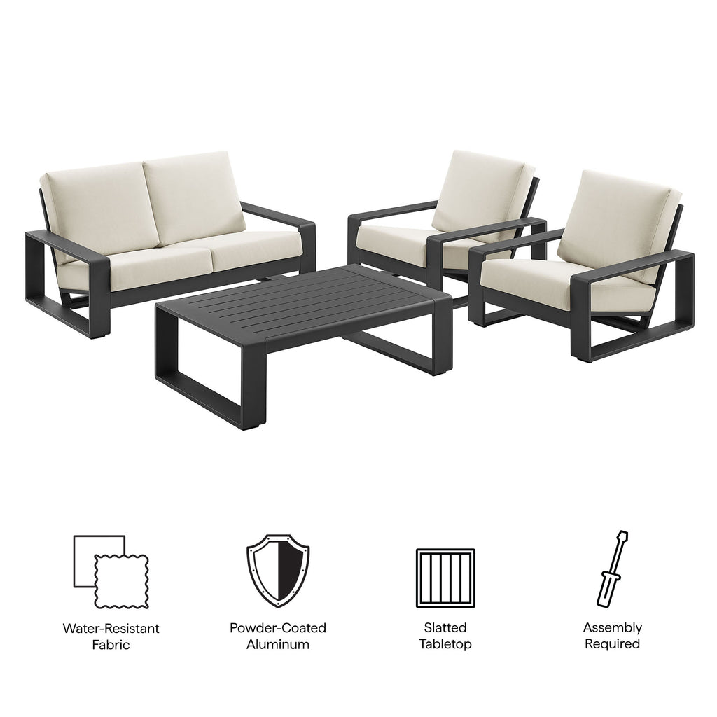 Lirienne 4-Piece Outdoor Patio Aluminum Furniture Set - Cream Gray