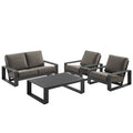 Lirienne 4-Piece Outdoor Patio Aluminum Furniture Set - Smoke (2 Armchairs, Loveseat, Coffee Table)