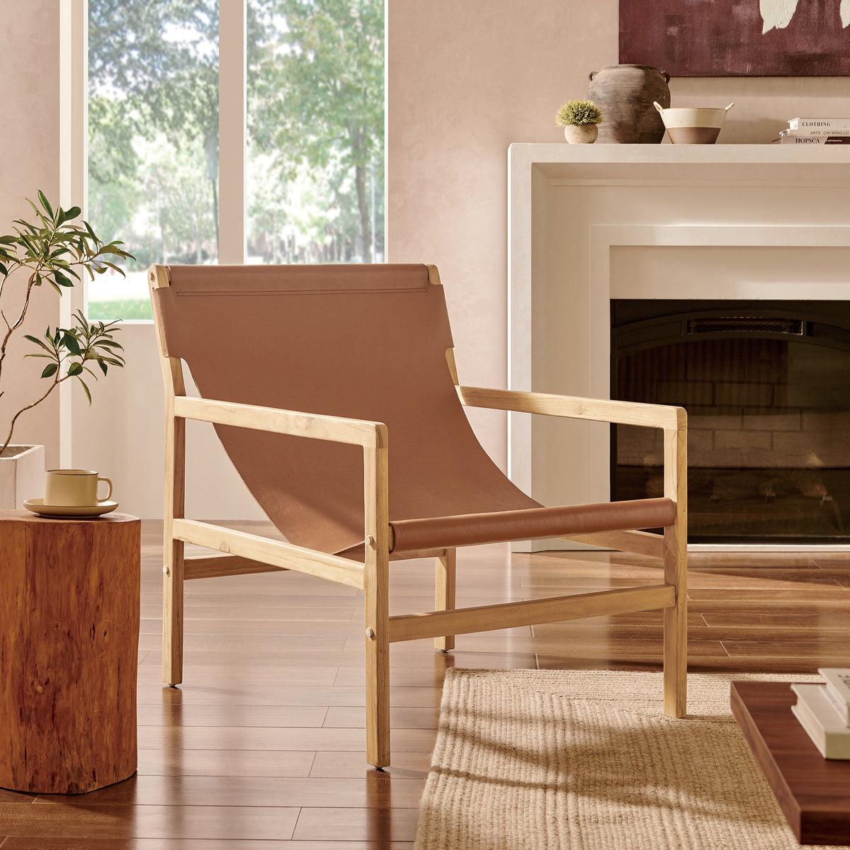 Sonora Leather Sling Chair - Chestnut Tan