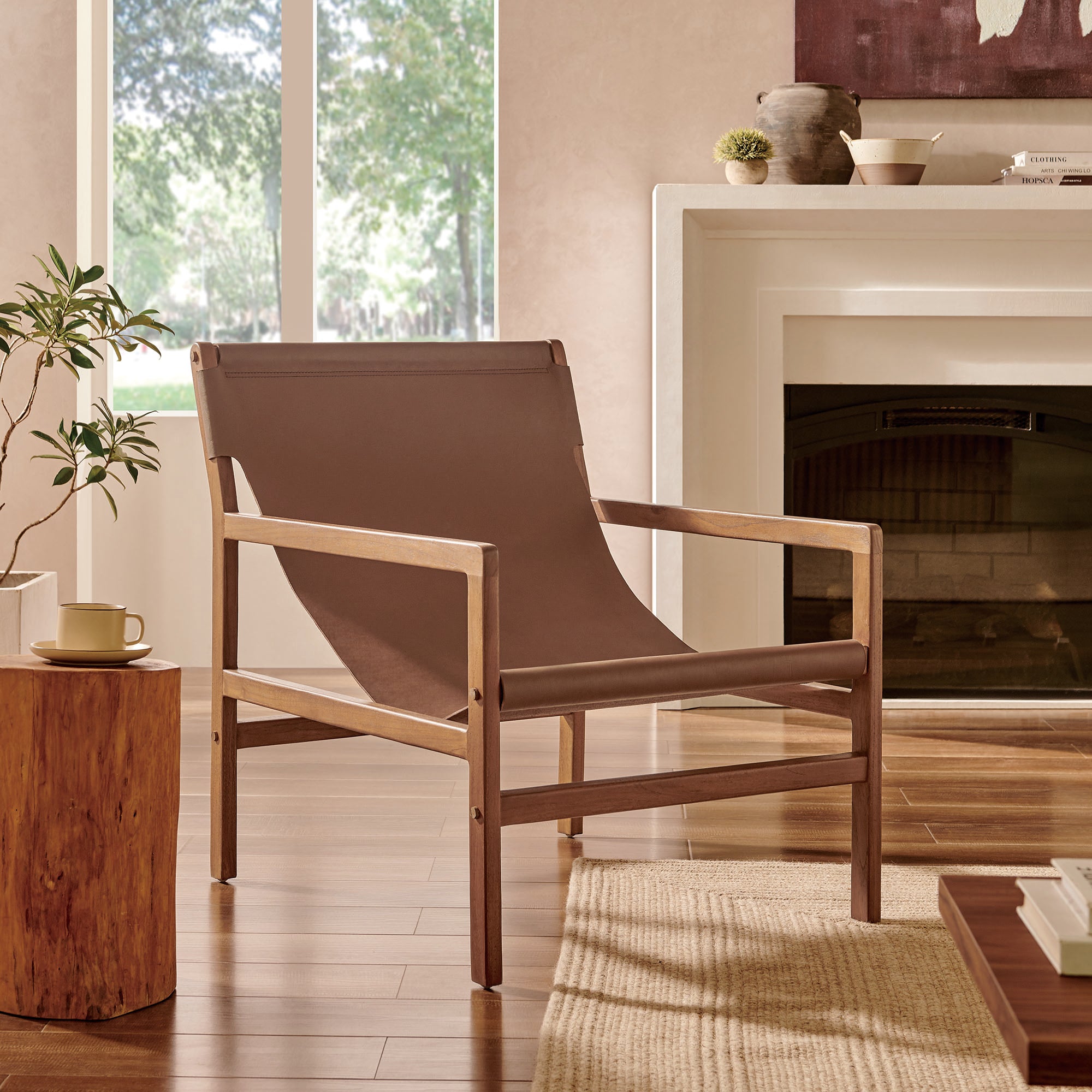 Sonora Leather Sling Chair - Nutmeg Brown