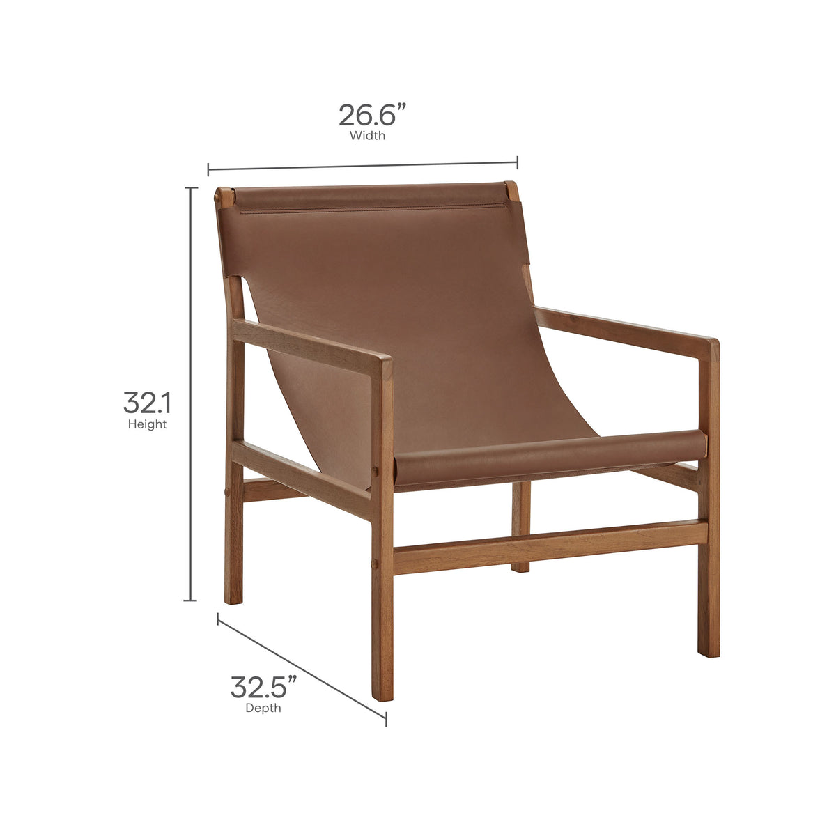 Sonora Leather Sling Chair - Nutmeg Brown