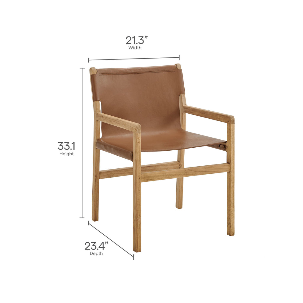 Sonora Leather Dining Chair - Chestnut Tan