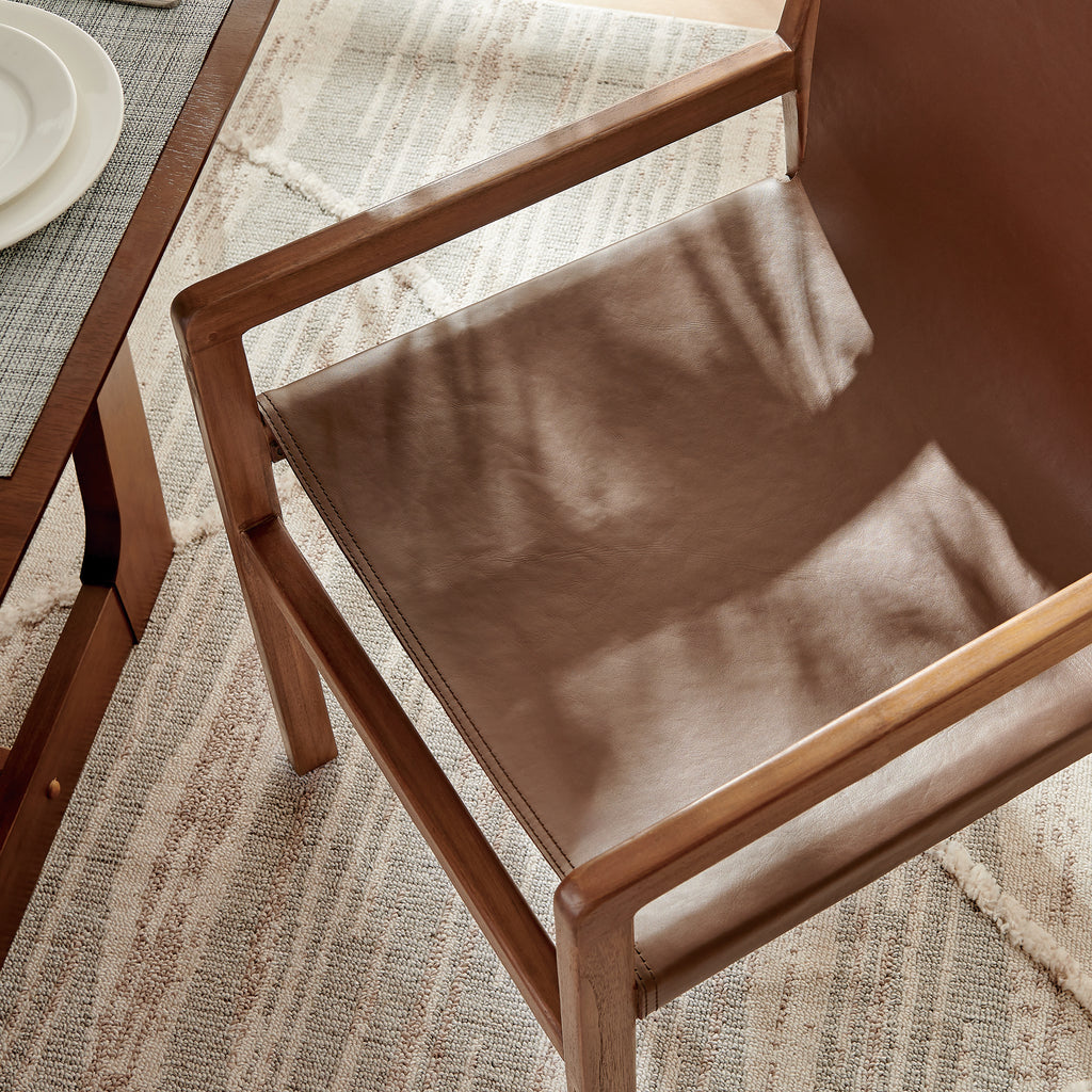 Sonora Leather Dining Chair - Nutmeg Brown