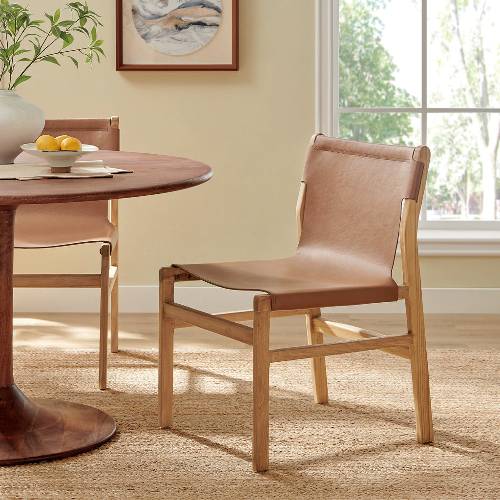 Sonora Leather Dining Side Chair - Chestnut Tan
