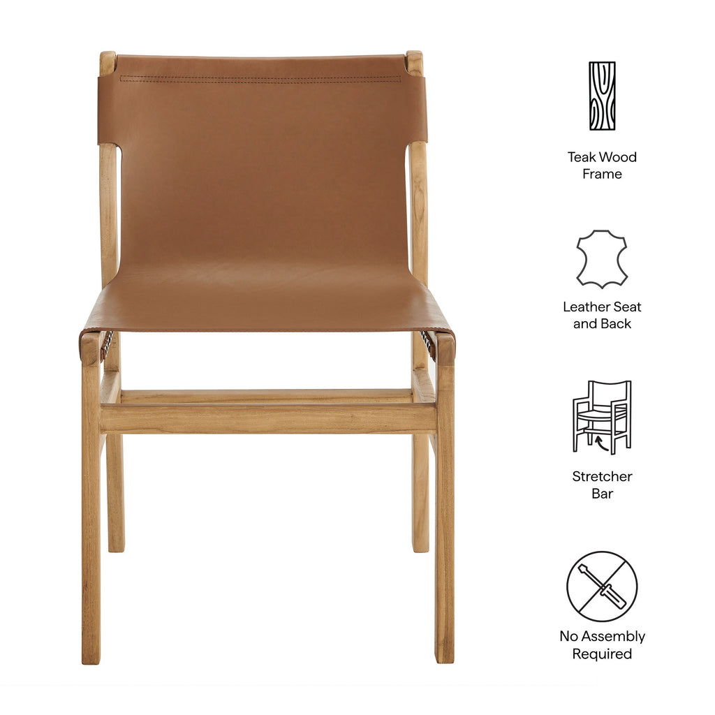 Sonora Leather Dining Side Chair - Chestnut Tan