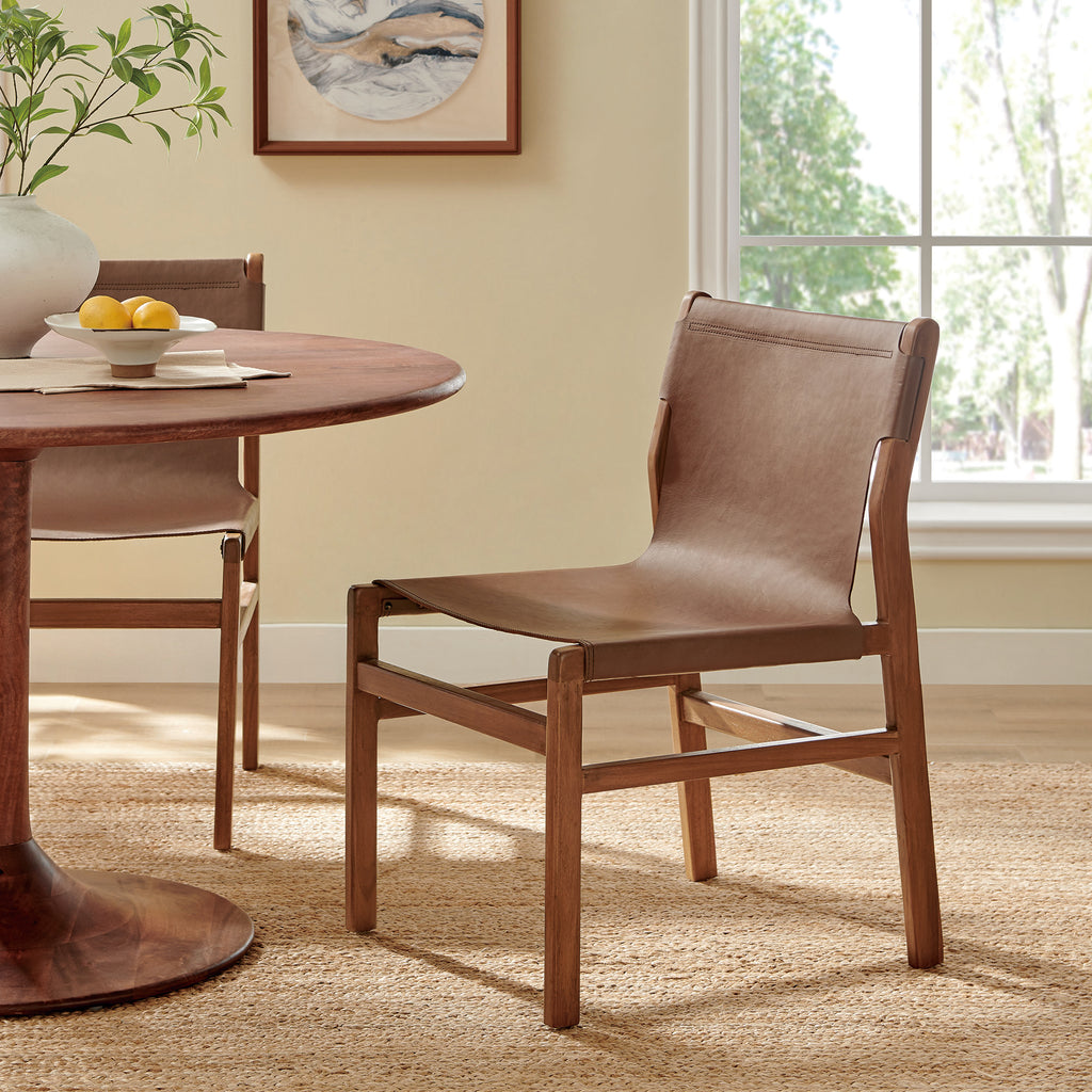 Sonora Leather Dining Side Chair - Nutmeg Brown