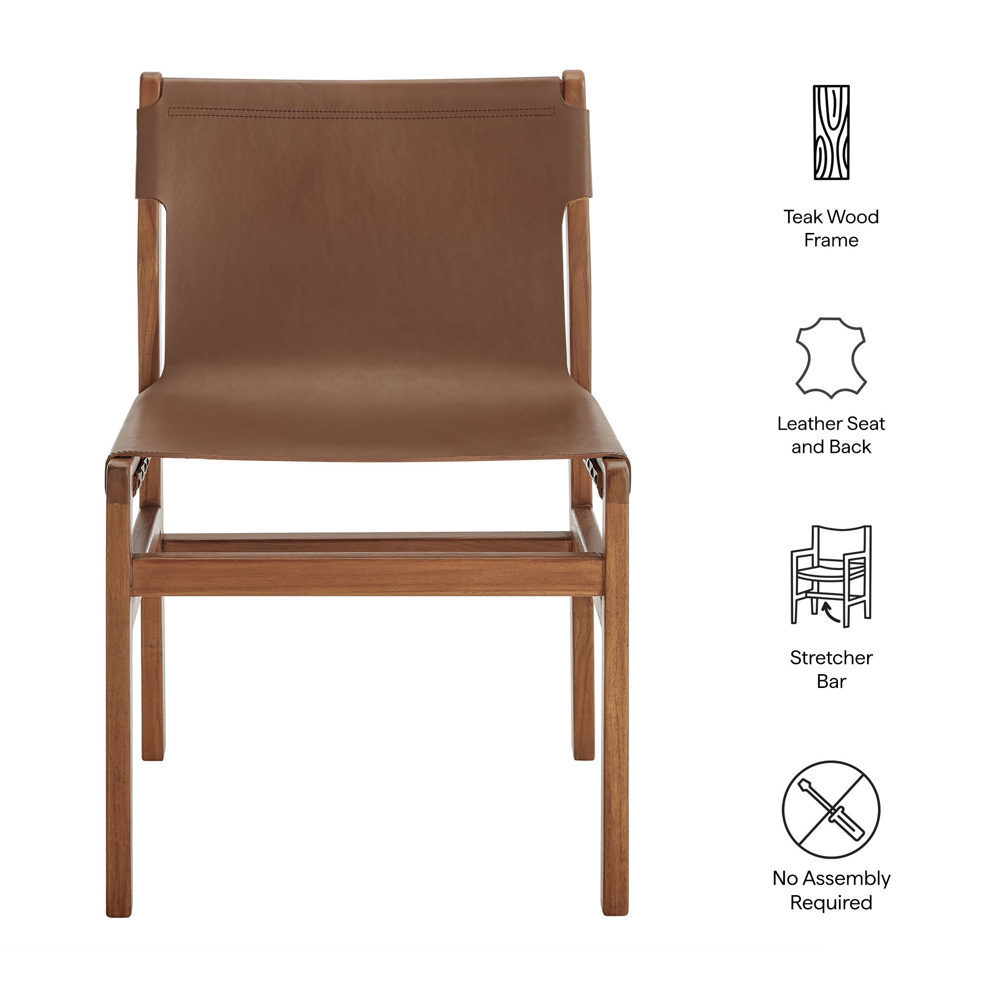 Sonora Leather Dining Side Chair - Nutmeg Brown