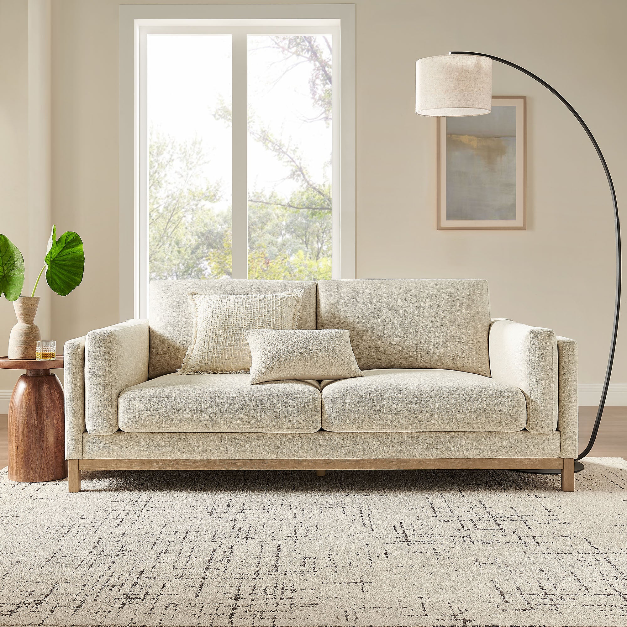 Roscoe 81 inch Fabric Sofa - Ivory