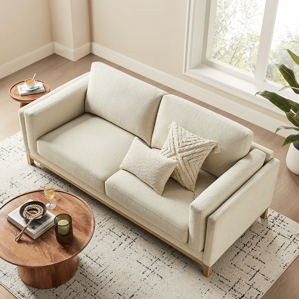 Roscoe 81 inch Fabric Sofa - Ivory