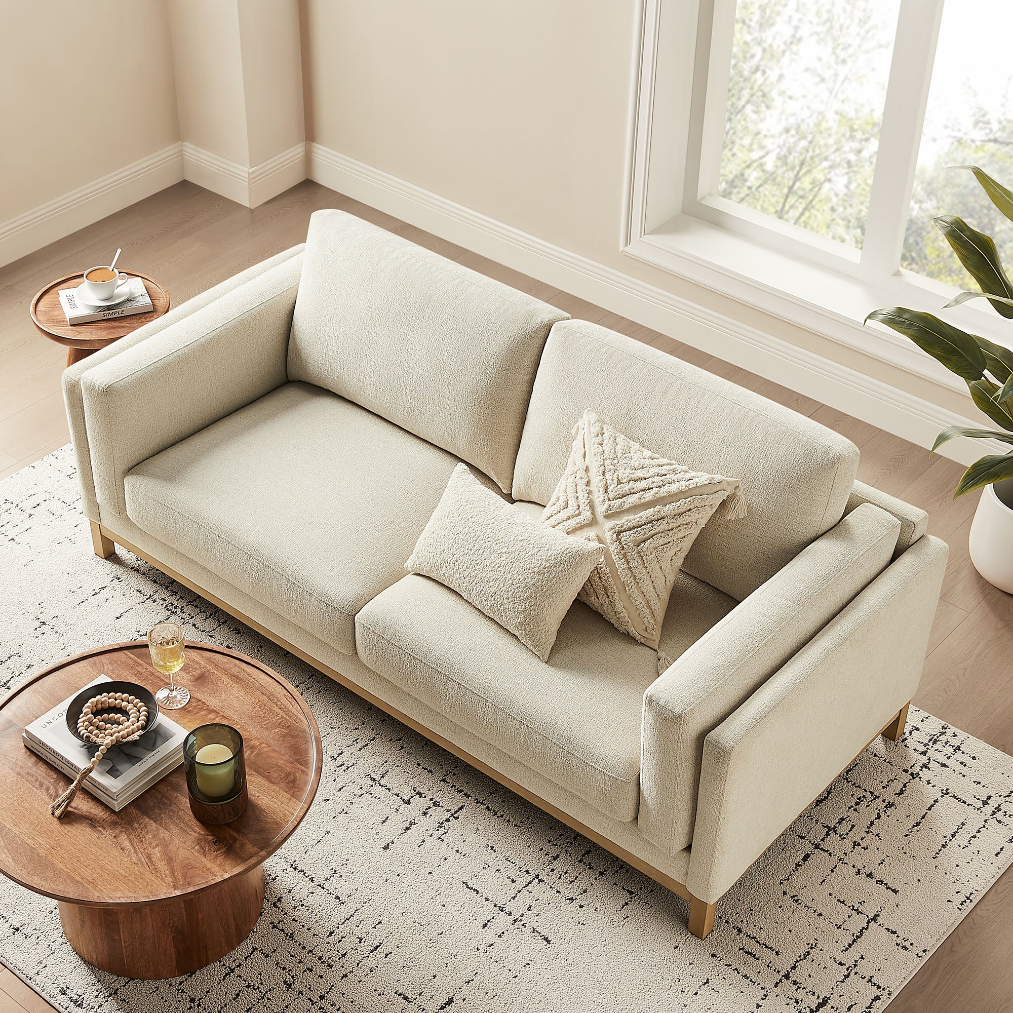 Roscoe 81 inch Fabric Sofa - Ivory