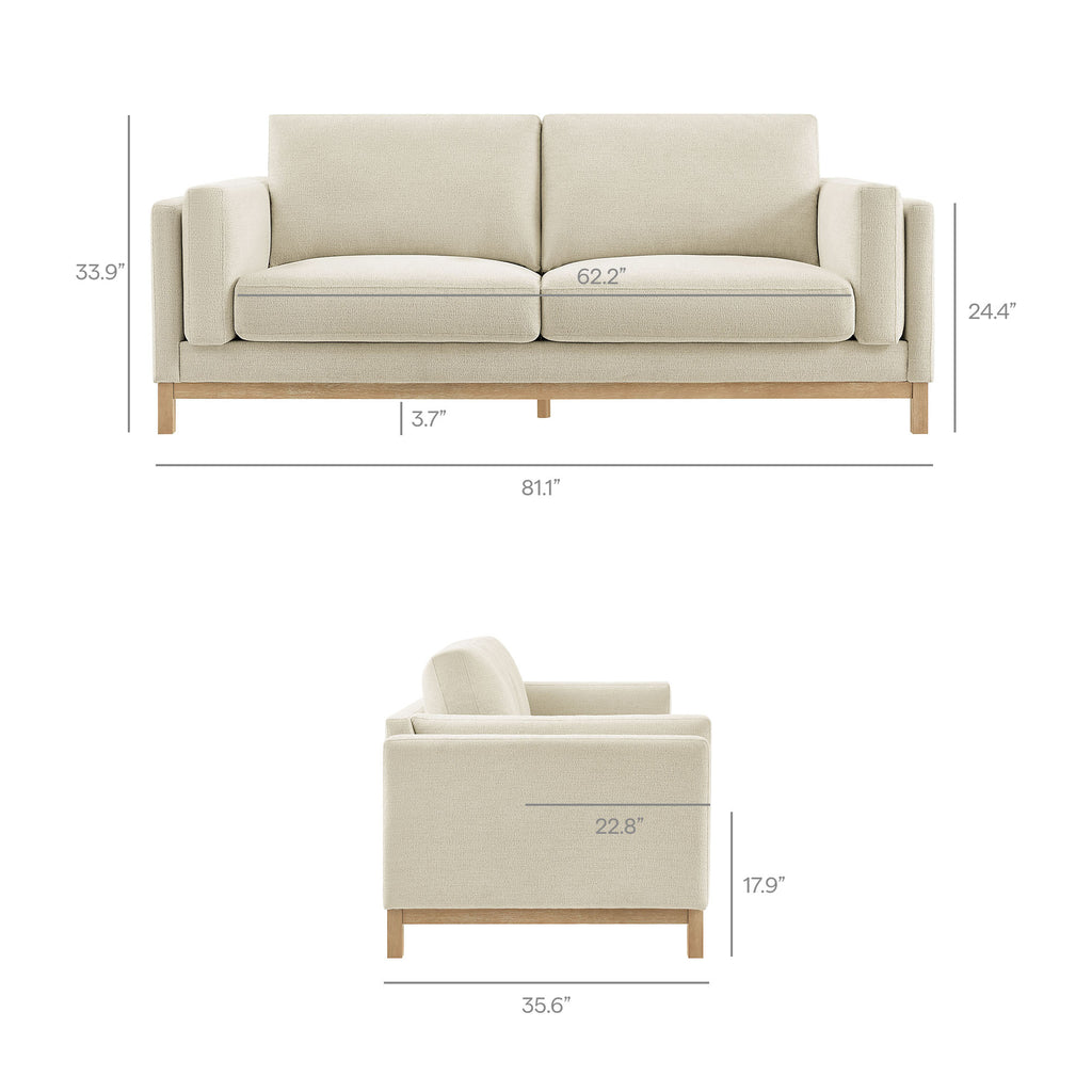 Roscoe 81 inch Fabric Sofa - Ivory