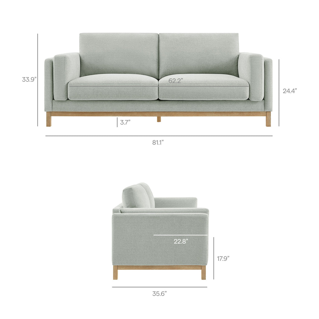 Roscoe 81 inch Fabric Sofa - Mist