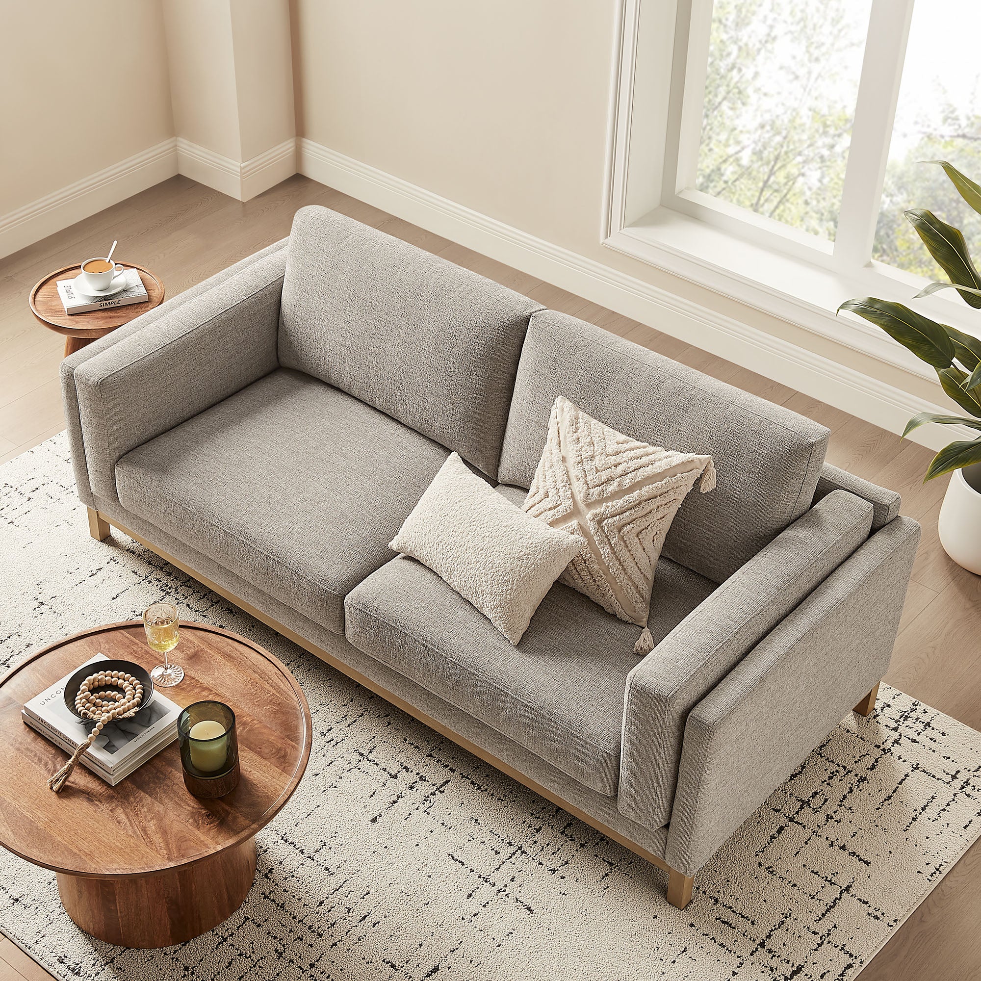 Roscoe 81 inch Fabric Sofa - Pewter